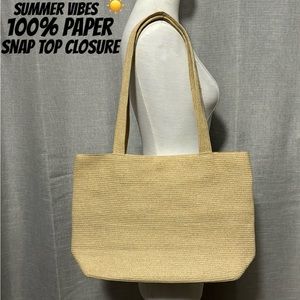 Bijoux Terner Snap Top Shoulder Bag-100% Paper-Natural Beige Color-GUC